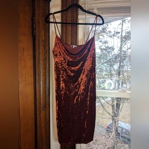 Charlotte Russe Burnt Orange Velvet Dress Size XL